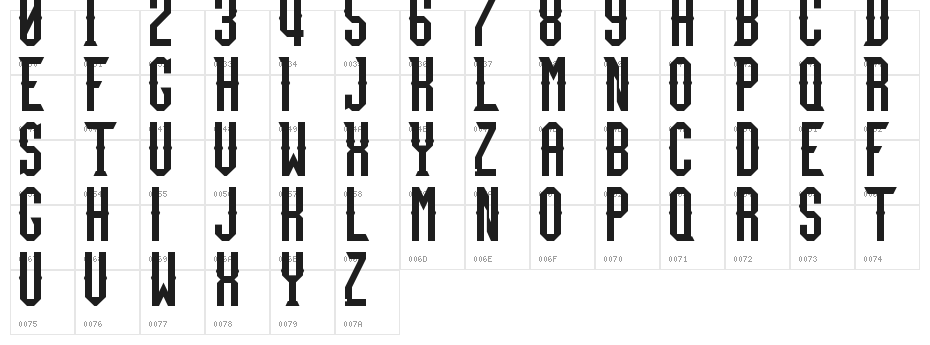 Team Fury Regular Character Map