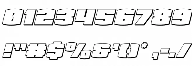 Team Galaxy 3D Italic Font OTHER CHARS