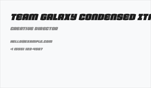 Team Galaxy Condensed Italic Business Card