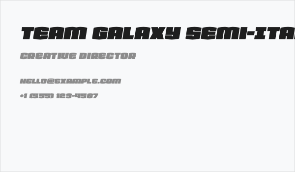 Team Galaxy Semi-Italic Business Card
