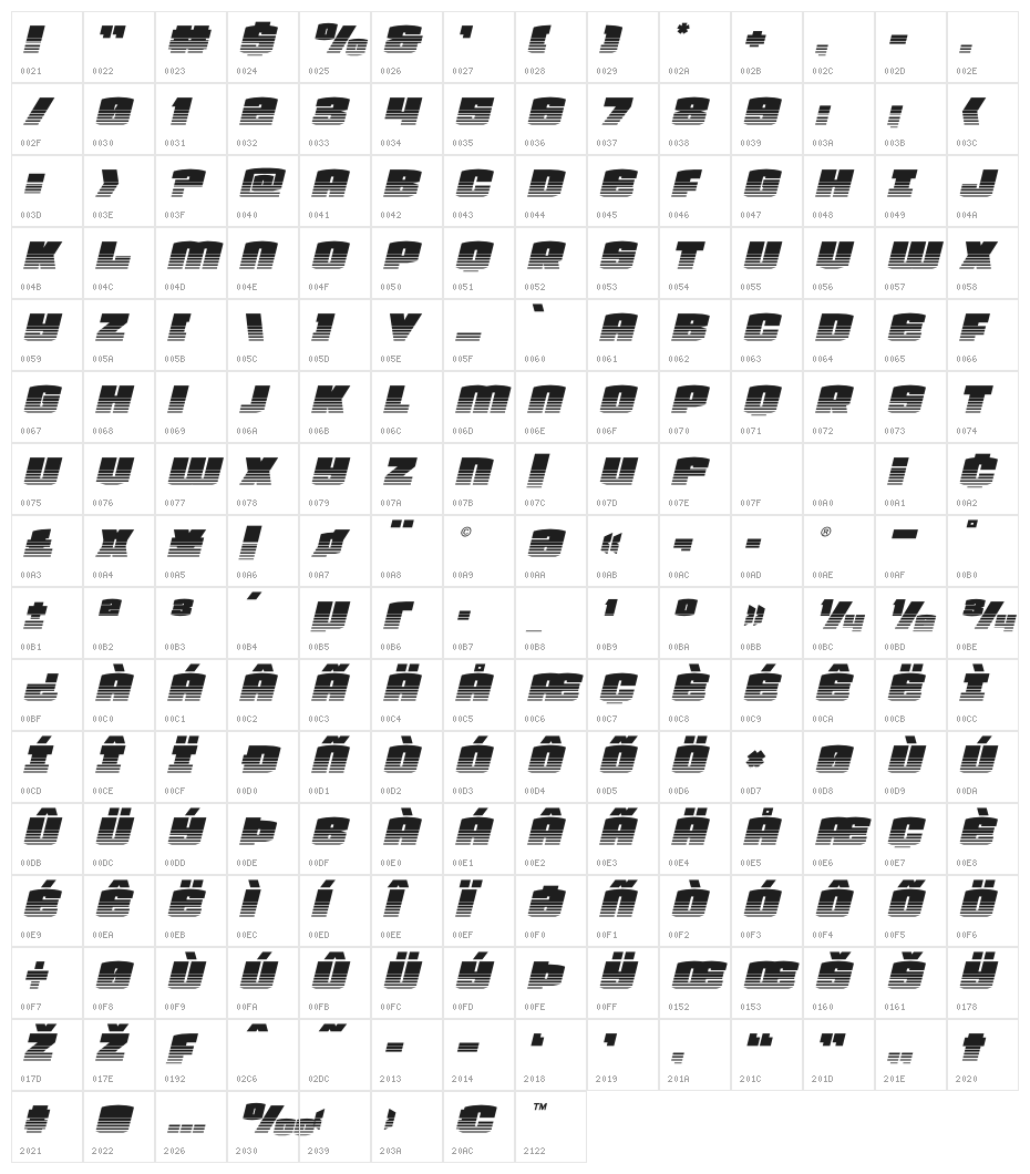 Team Galaxy Twotone Italic Character Map