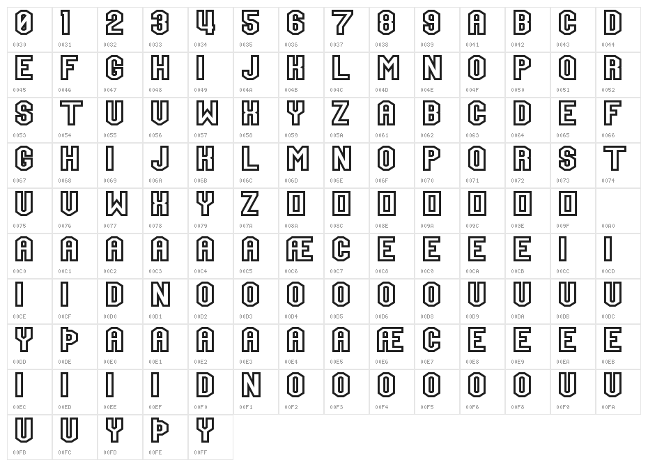 Team Jersey 95 Outline Character Map
