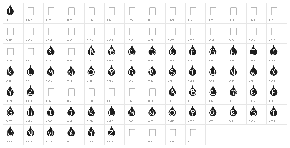 Teardrop Character Map