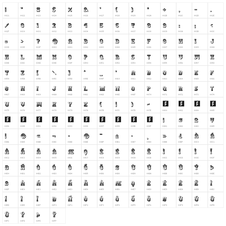 Teatral Regular Character Map