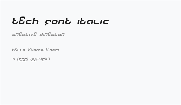 Tech Font Italic Business Card