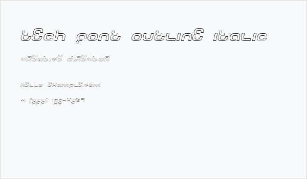 Tech Font Outline Italic Business Card