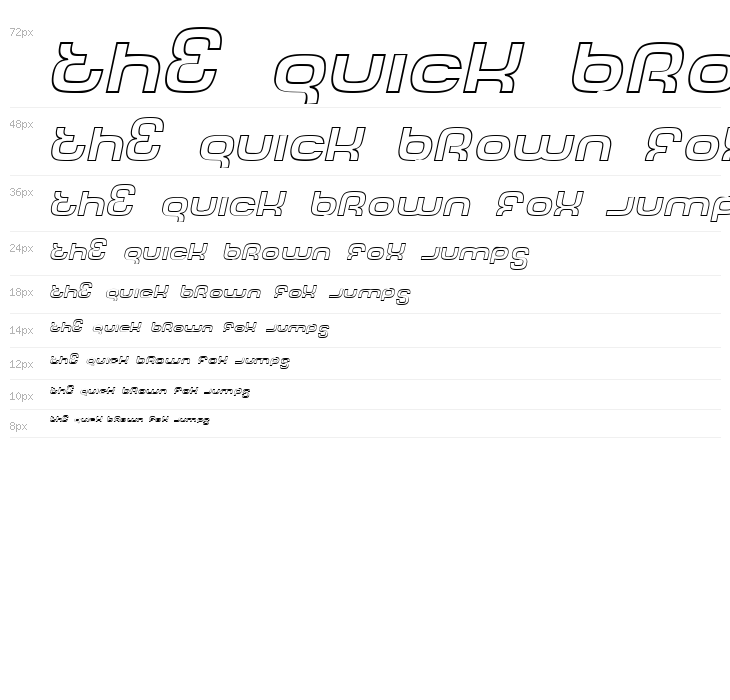 Tech Font Outline Italic Waterfall