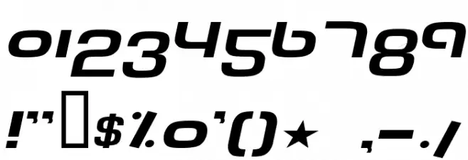 Tech Font Wide Italic フォント その他の文字