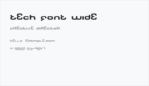 Tech Font Wide Business Card