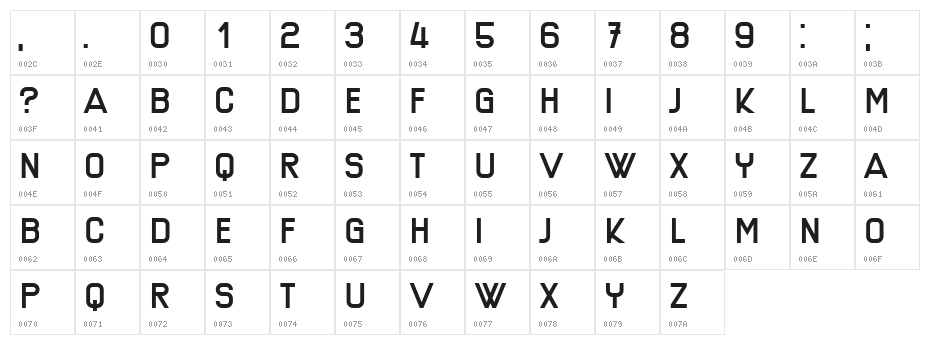 Technical Drawing Regular Character Map