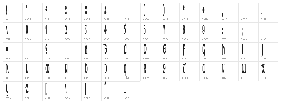 Techno Longer Character Map