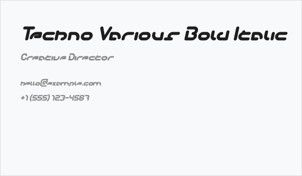 Techno Various Bold Italic Business Card