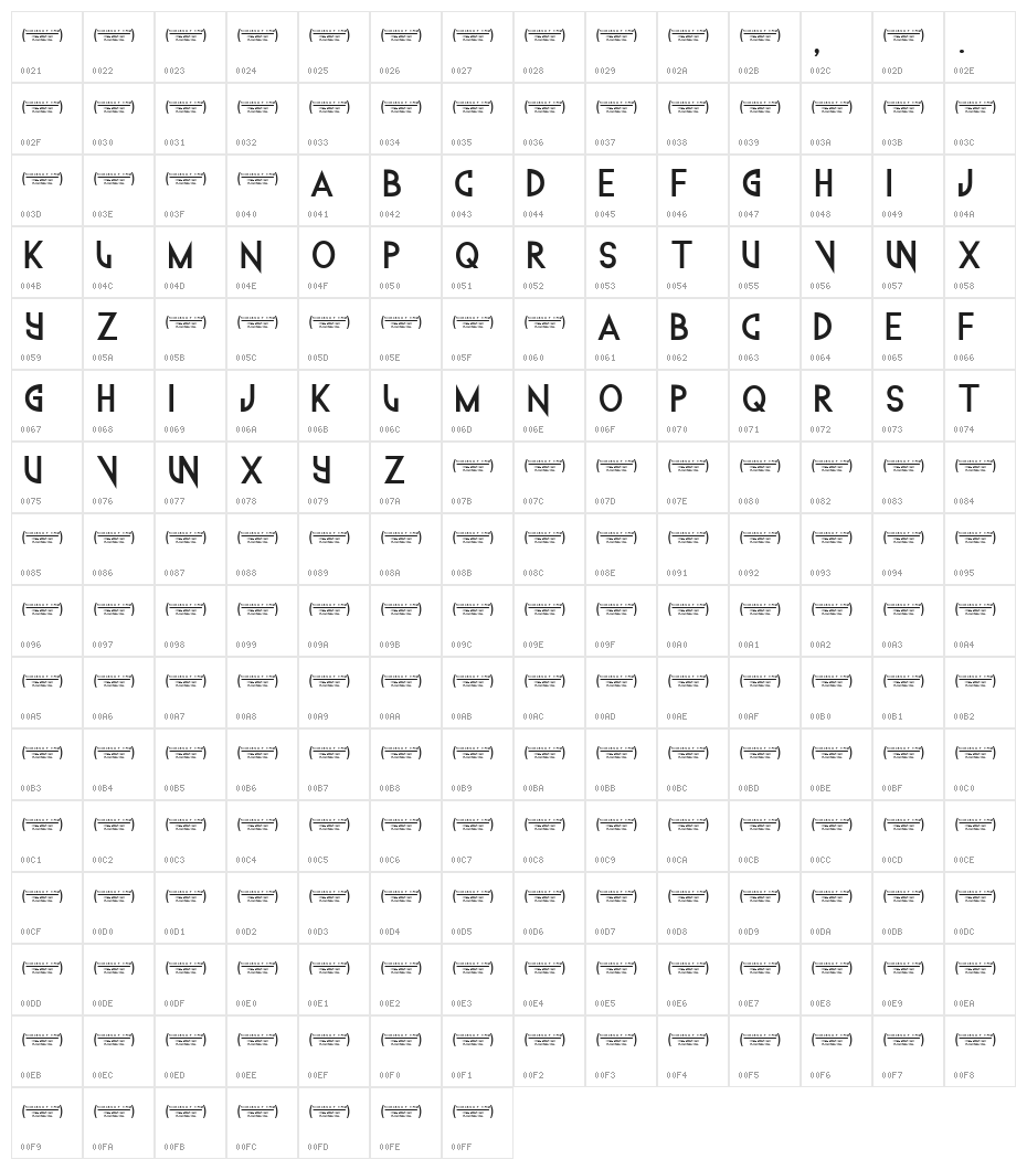 Techno Wanker Character Map
