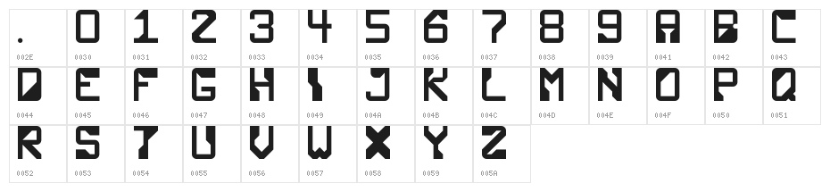 TechnoPro Regular Character Map