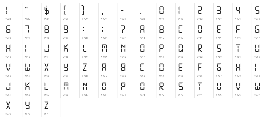Technology Regular Character Map