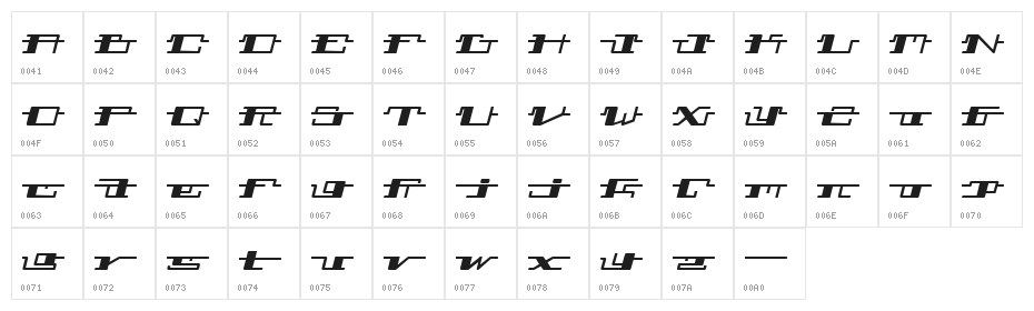 Technostroked Character Map