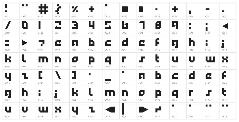 Technotot Character Map