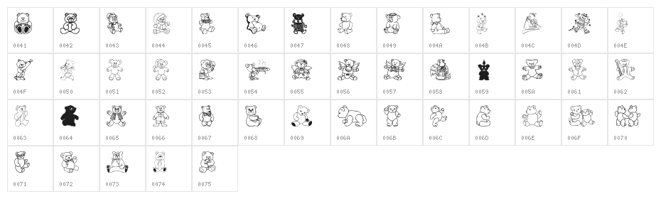 Teddios 1 Character Map