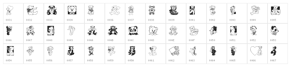 Teddyber V1.1 Character Map