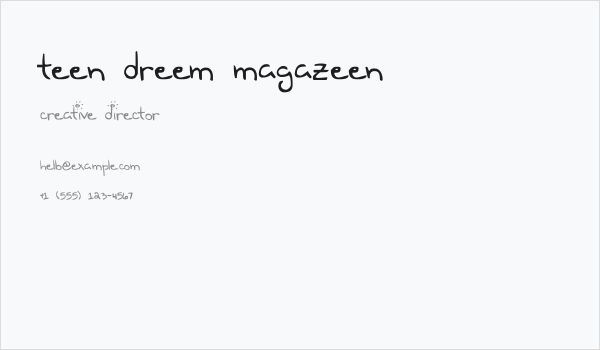 Teen Dreem Magazeen Business Card