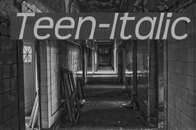 Teen-Italic Font examples