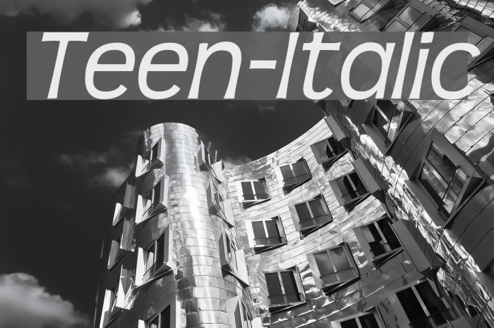 Teen-Italic Font examples