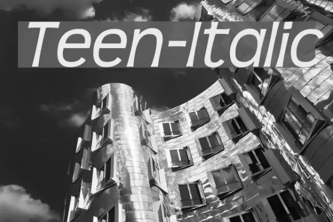 Teen-Italic Font examples
