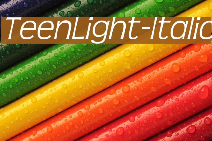 TeenLight-Italic Font examples