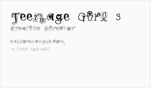 Teenage Girl 3 Business Card