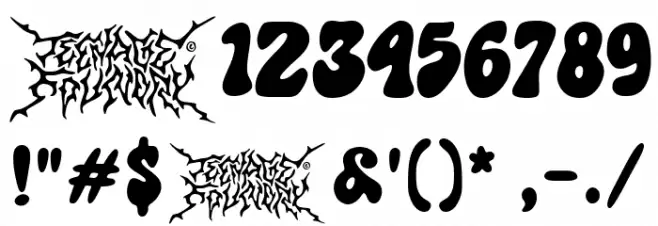 Teenage Madness Font OTHER CHARS