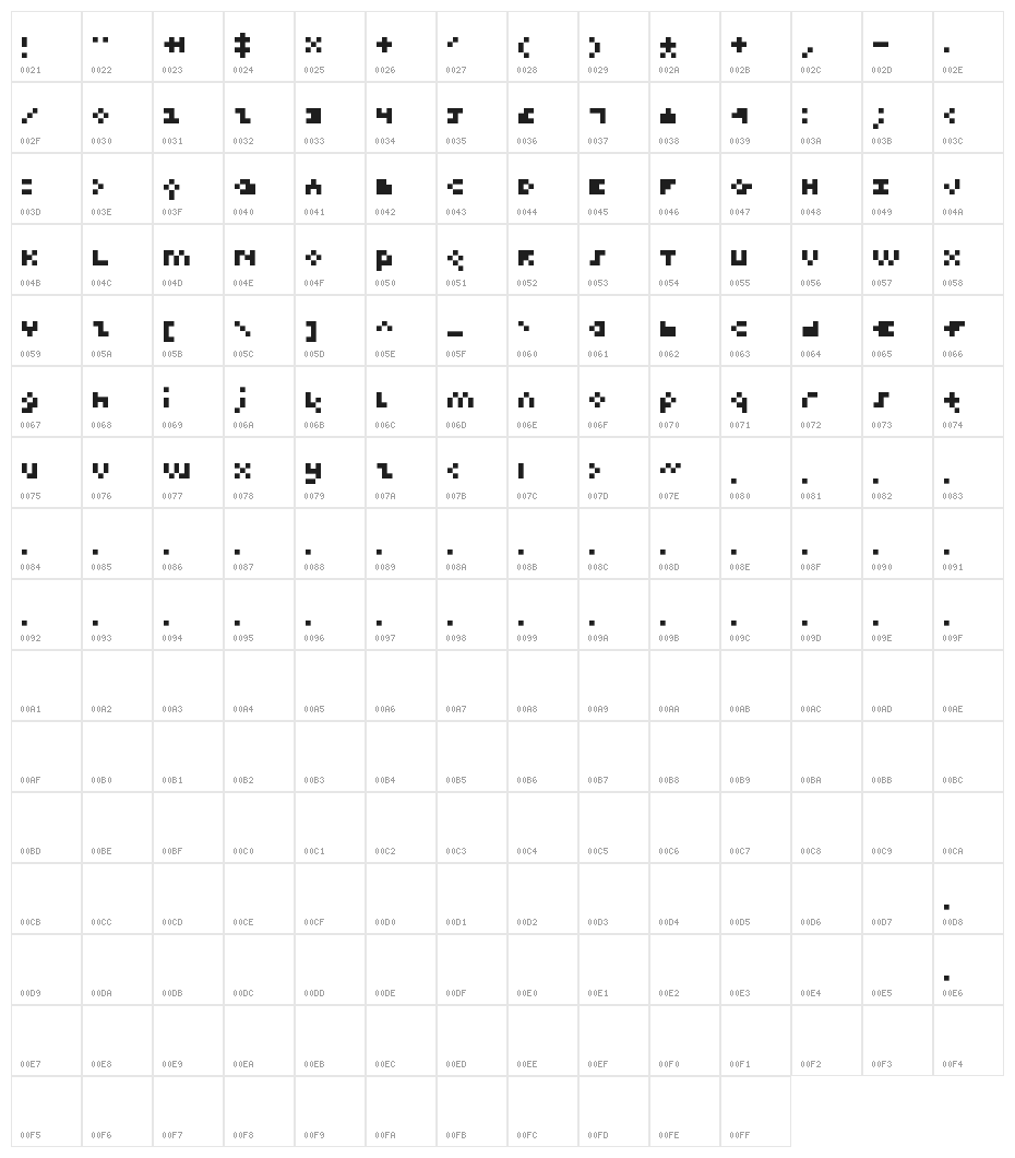 Teeny-Pix Regular Character Map
