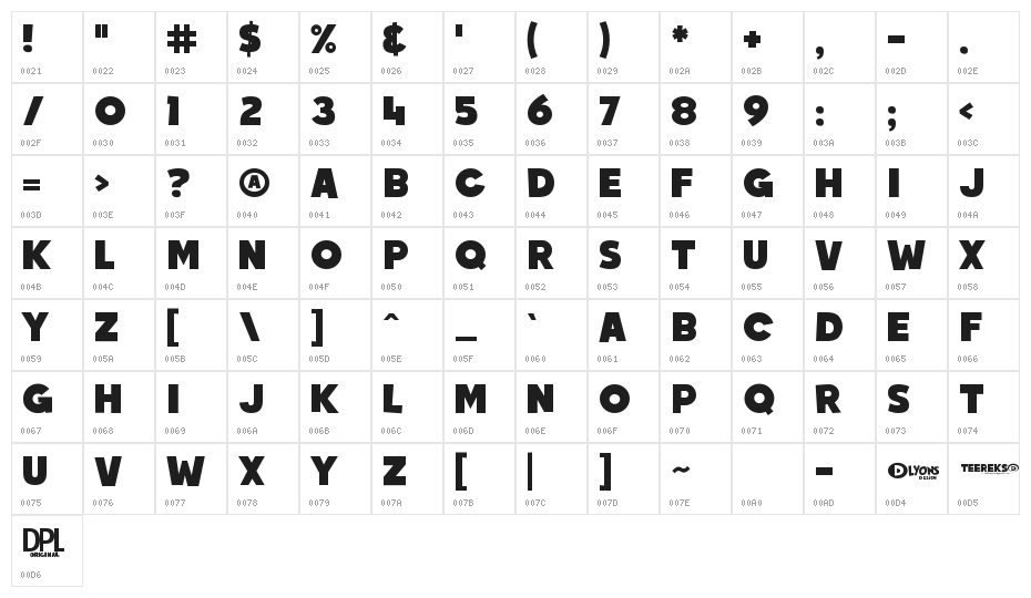 Teereks Character Map