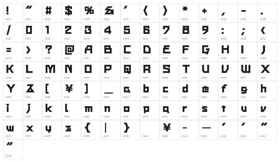 Teitokuson Bold Character Map