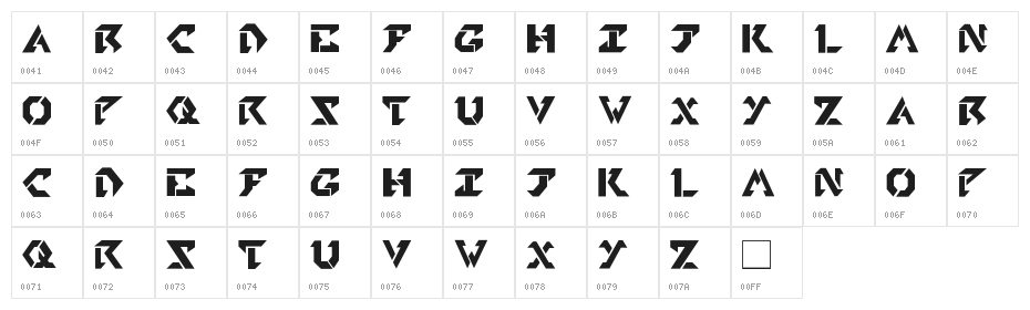 TekHead-PD Character Map