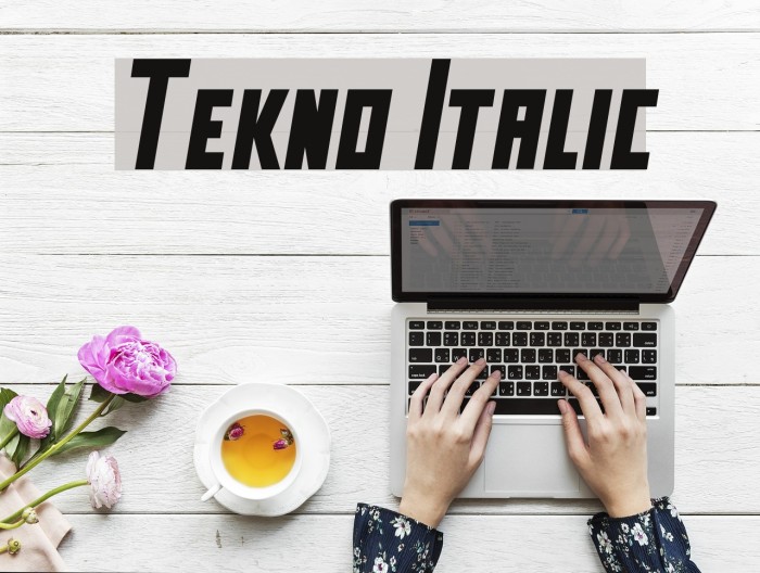 Tekno Italic Font examples