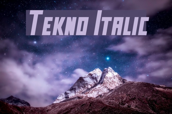 Tekno Italic Font examples