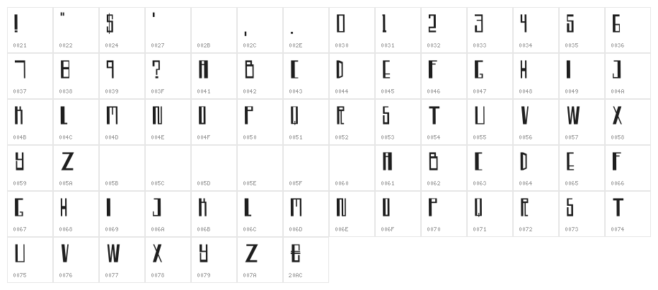 TeknoTrance-Regular Character Map