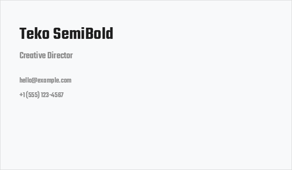 Teko SemiBold Business Card