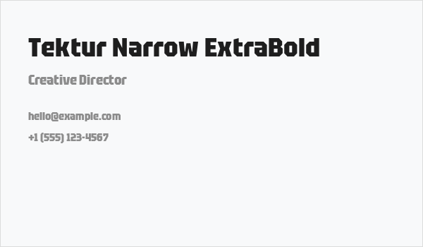 Tektur Narrow ExtraBold Business Card