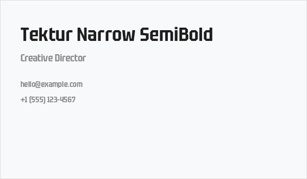 Tektur Narrow SemiBold Business Card
