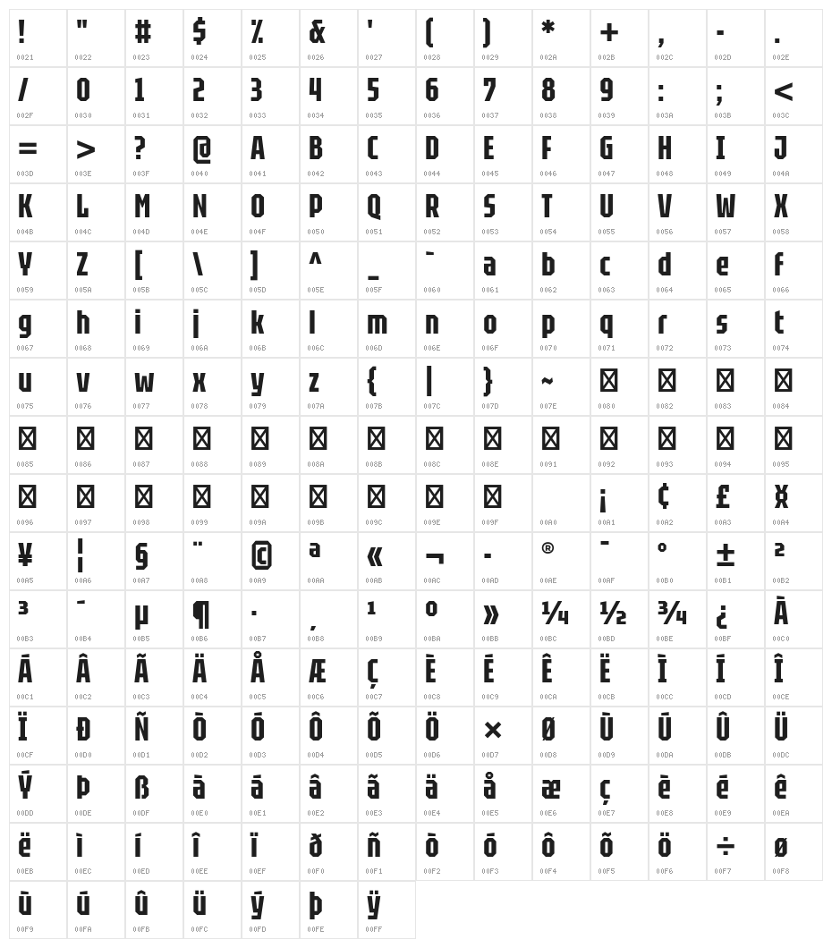 Tektur Tight SemiBold Character Map