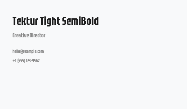 Tektur Tight SemiBold Business Card