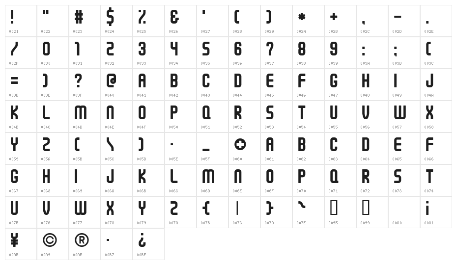 TekutekuAL Character Map