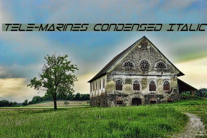 Tele-Marines Condensed Italic Font examples