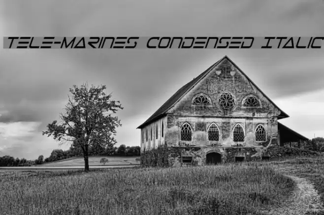 Tele-Marines Condensed Italic Font examples