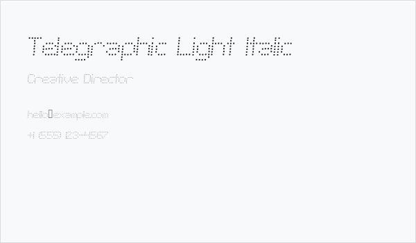 Telegraphic Light Italic Business Card