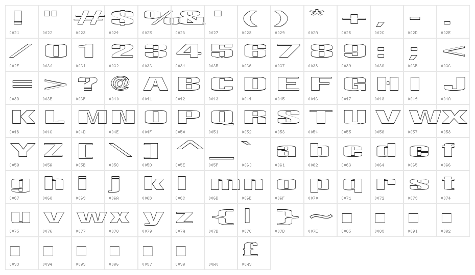 Telford Hollow Character Map