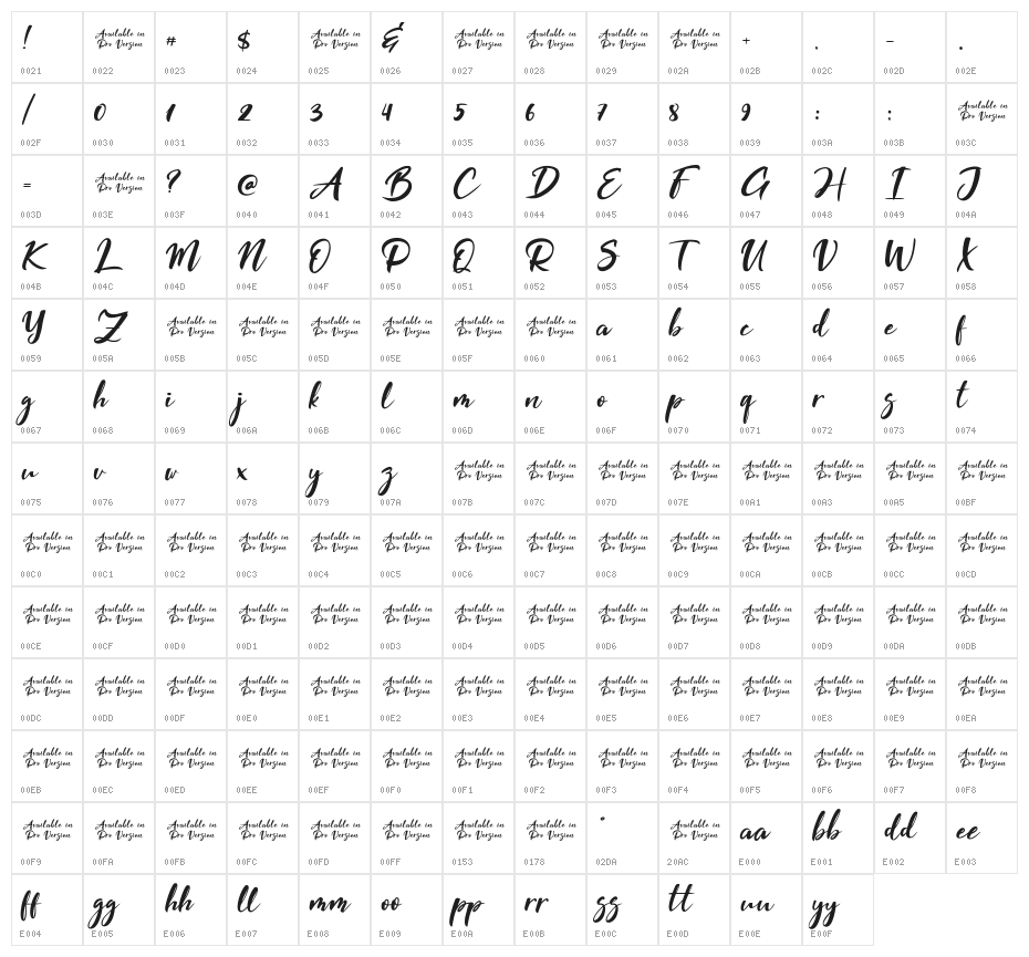 Tempe! Character Map