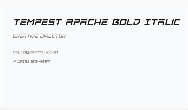 Tempest Apache Bold Italic Business Card