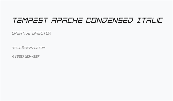 Tempest Apache Condensed Italic Business Card